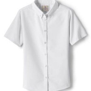 NWT LANDS' END GIRL'S SHORT SLEEVE OXFORD DRESS SHIRT WHITE 6